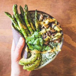 rice bowl with lemon tahini sauce