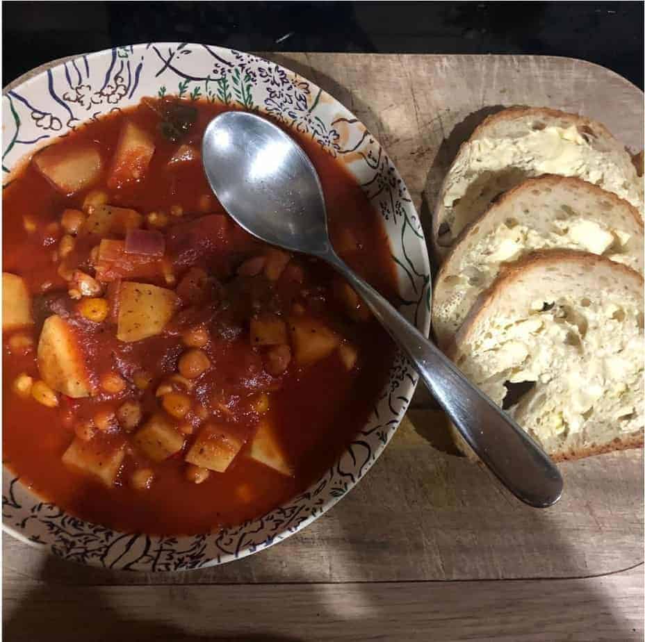 Chickpea, sweet potato and nettle stew