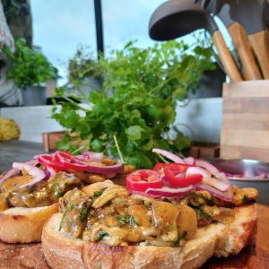 campervan vegan recipe cheesy curried butterbeans on toast