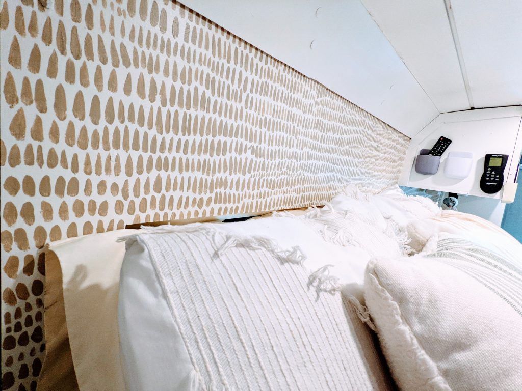 Hand painted wall in campervan.