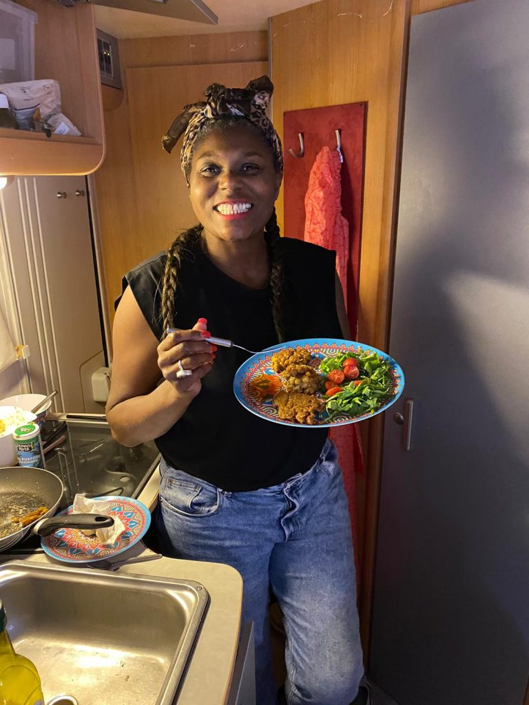 Delanie making her sweetcorn fritters